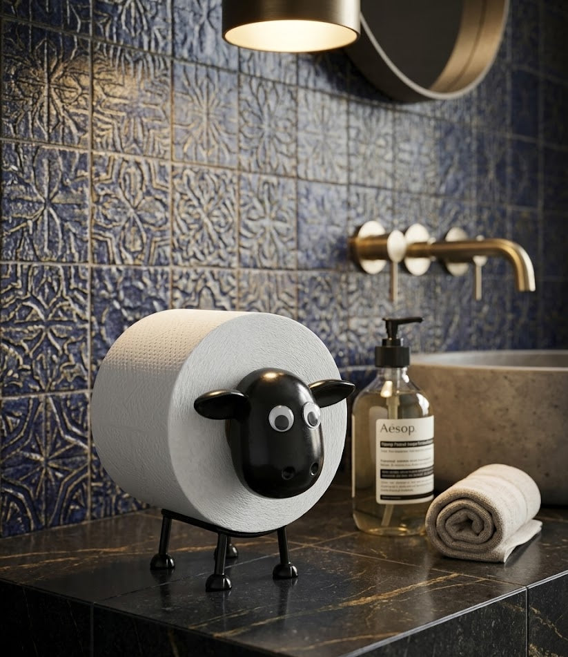 Schaap WC-rolhouder – Grappige Vrijstaande Toiletrolhouder – Zwart – 1 of 3 Stuks
