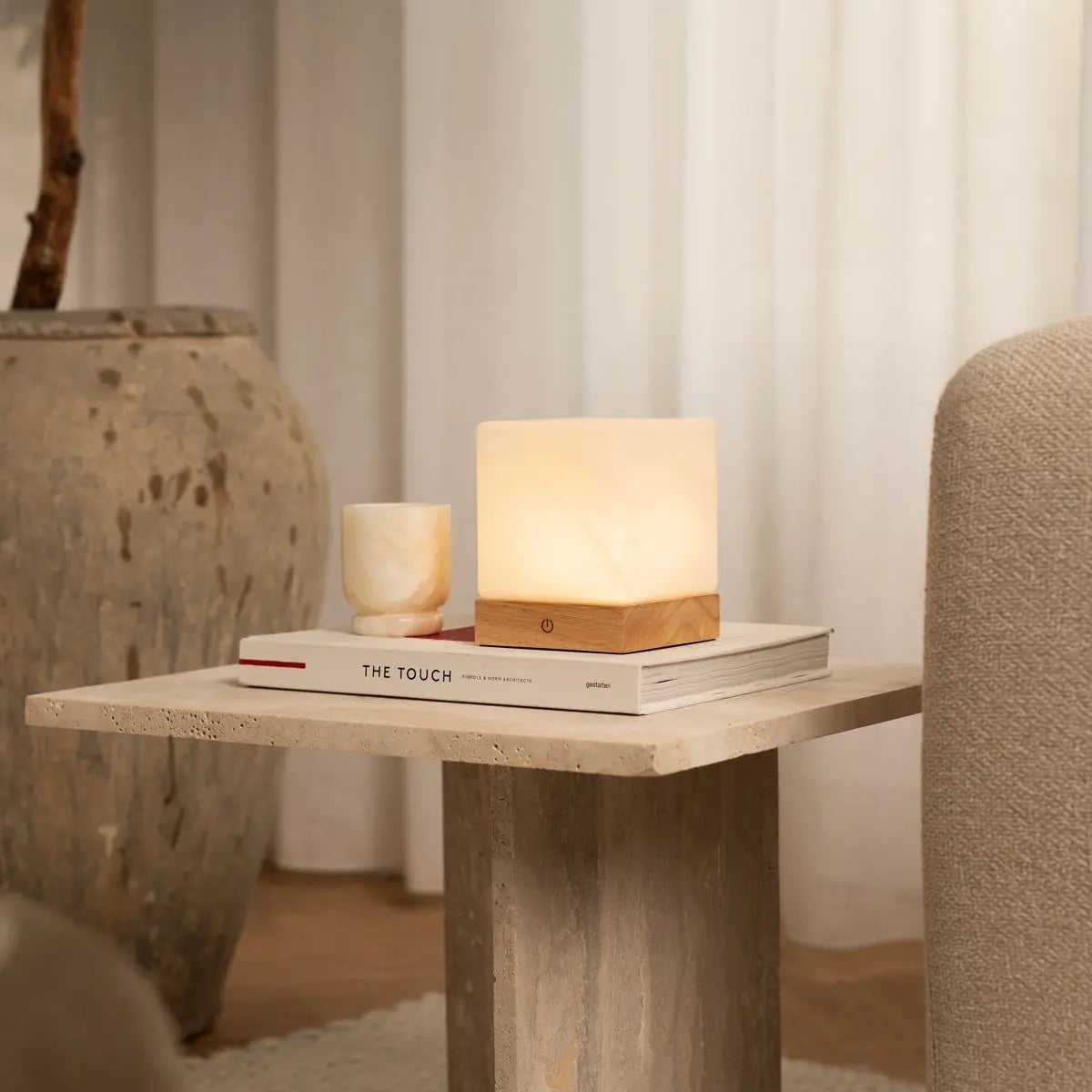 YCE Oplaadbare Tafellamp – Houten Designlamp met Matglas