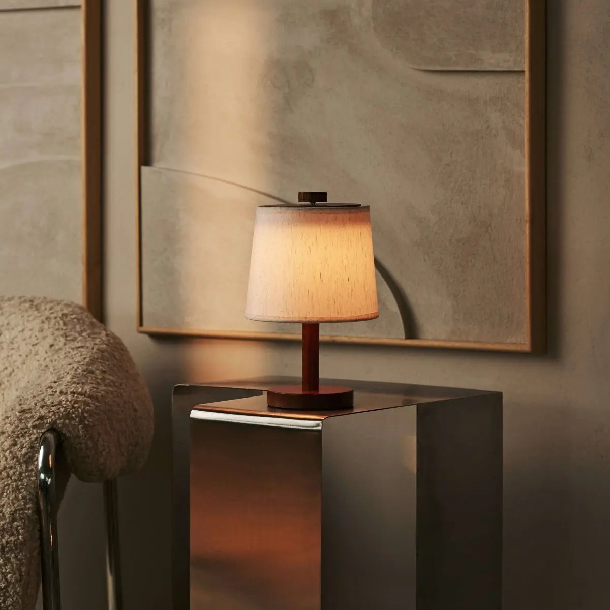 Rover kastanjebruine houten oplaadbare lamp